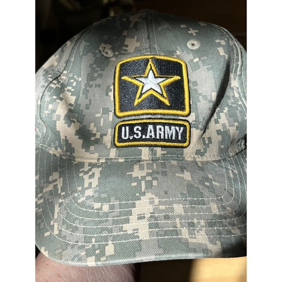 US ARMY CAMO HAT WITH AMERICAN FLAG ADJUSTABLE - Picture 3 of 7